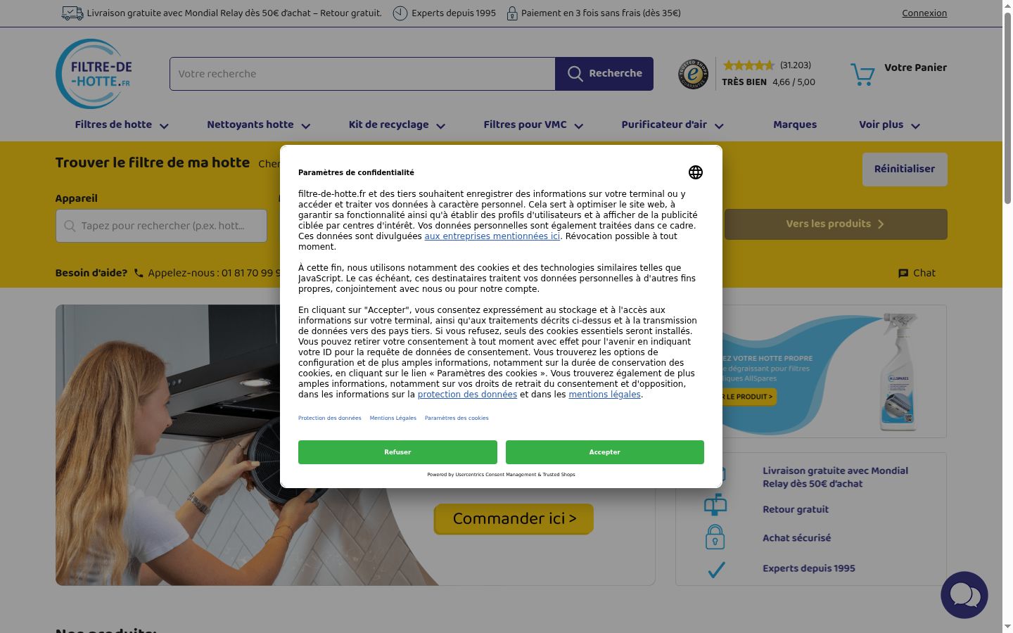 Skärmbild av samtyckesbannern som visades före någon interaktion