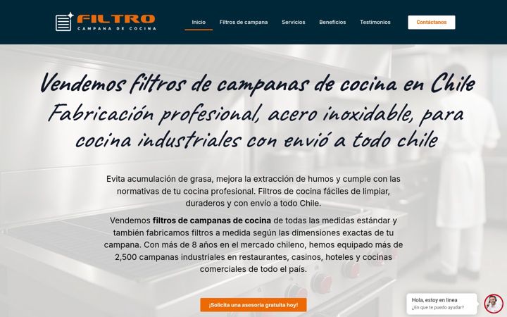 Screenshot of filtrodecampanadecocina.cl