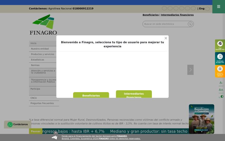 Capture d'écran de finagro.com.co