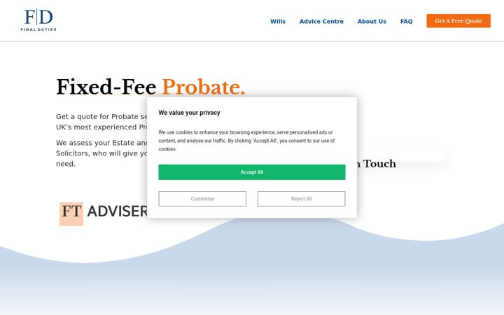 Screenshot of finalduties.co.uk