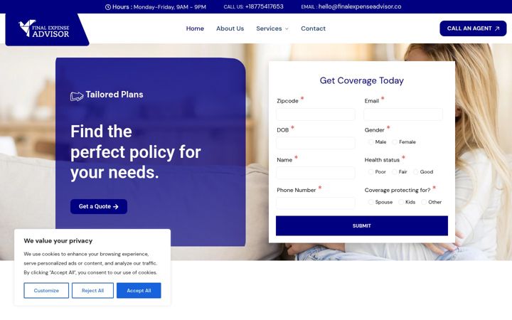 Capture d'écran de finalexpenseadvisor.co