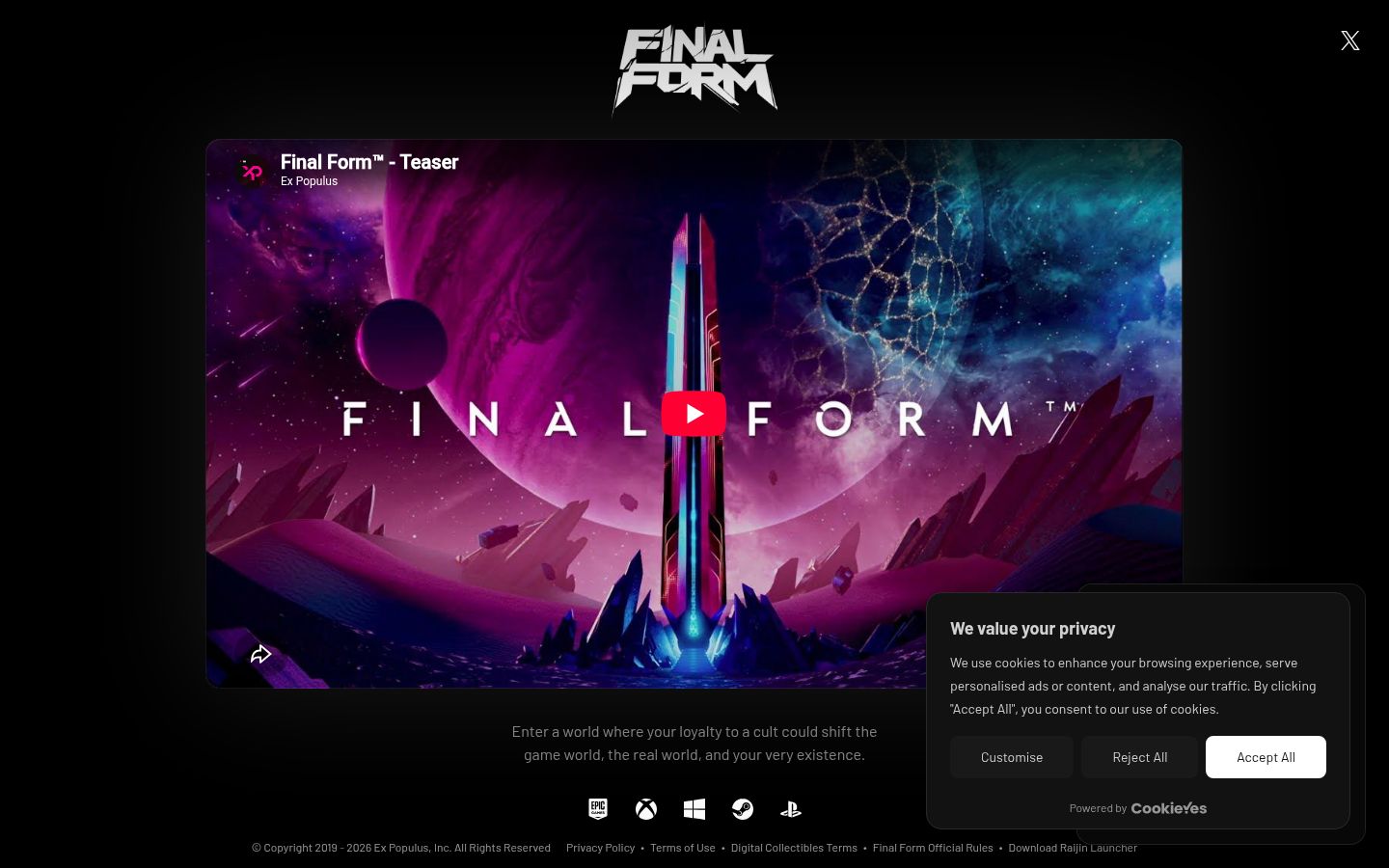 Screenshot del banner di consenso mostrato prima di qualsiasi interazione
