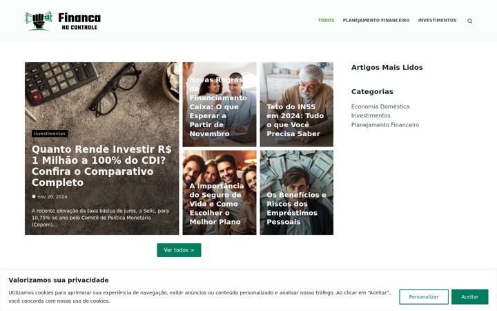 Screenshot of financanocontrole.com.br
