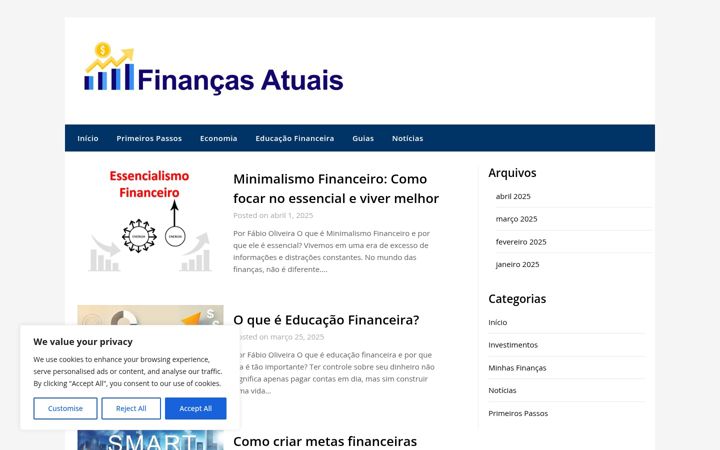 Screenshot of financasatuais.com.br