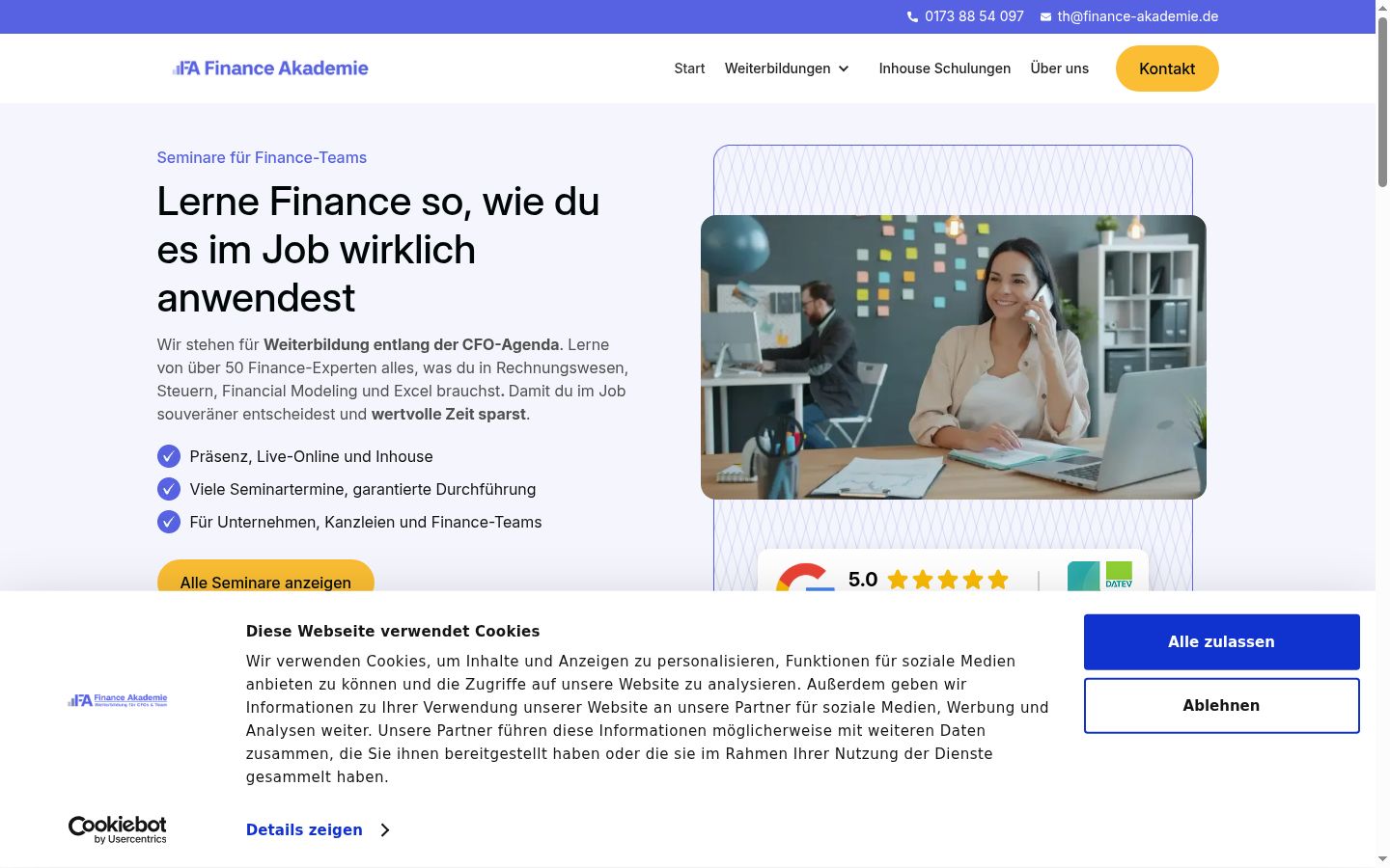 Screenshot del banner di consenso mostrato prima di qualsiasi interazione