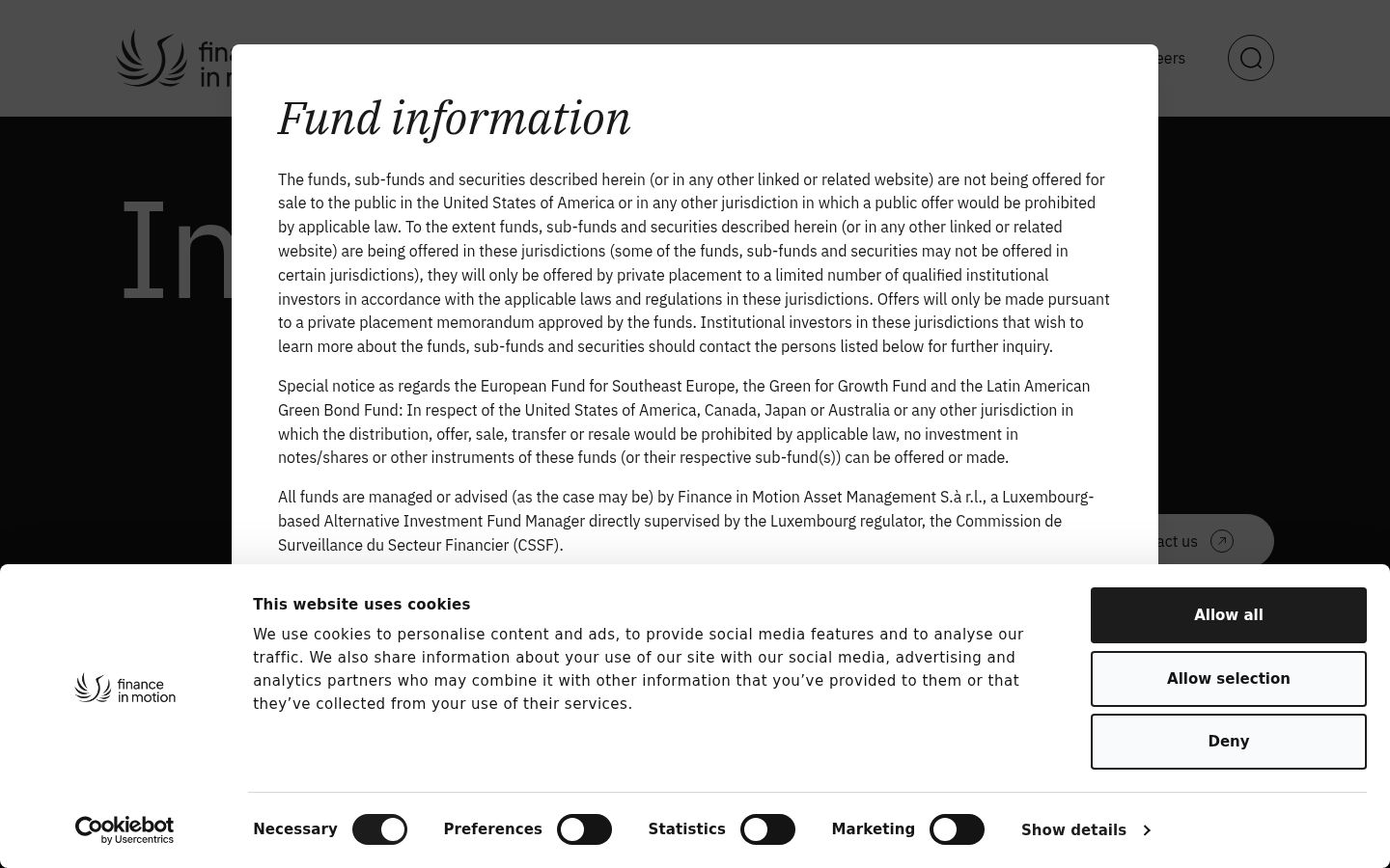 Screenshot of the consent banner shown before any interaction
