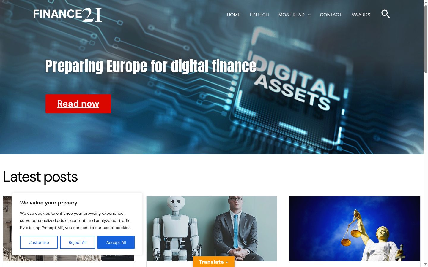 Screenshot of the consent banner shown before any interaction