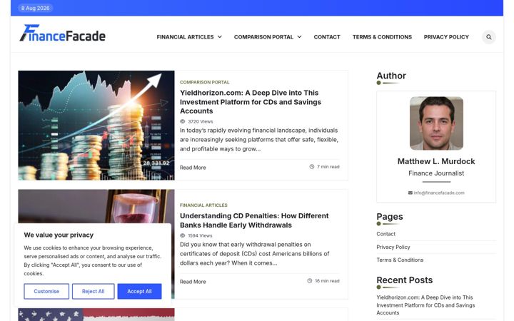 Screenshot of financefacade.com