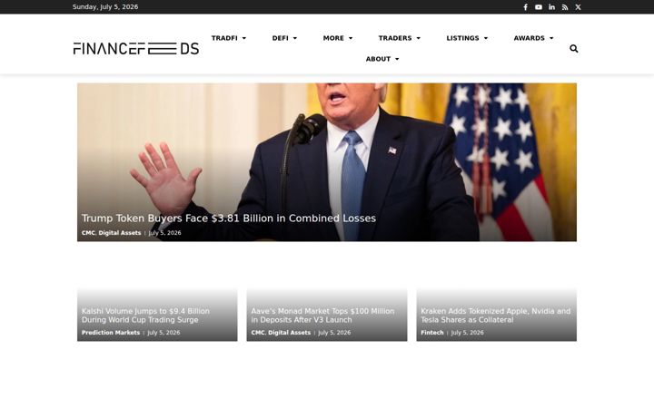 Snímek obrazovky financefeeds.com