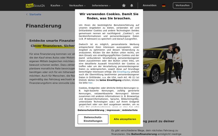 Snímek obrazovky financescout24.de