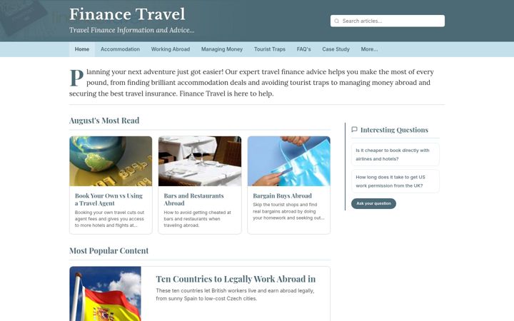 Screenshot of financetravel.co.uk