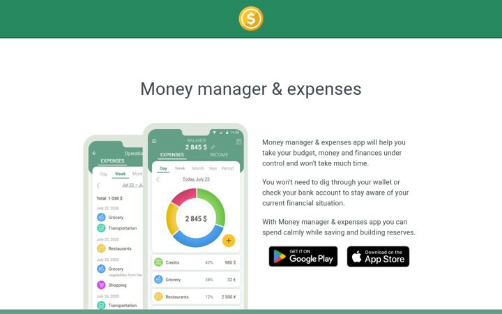 Skärmbild av financewalletapp.com