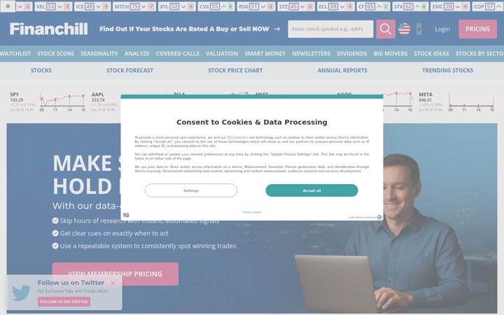 Screenshot of financhill.com
