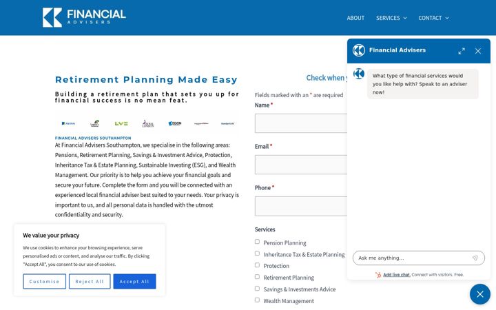 Screenshot di financialadviserssouthampton.co.uk