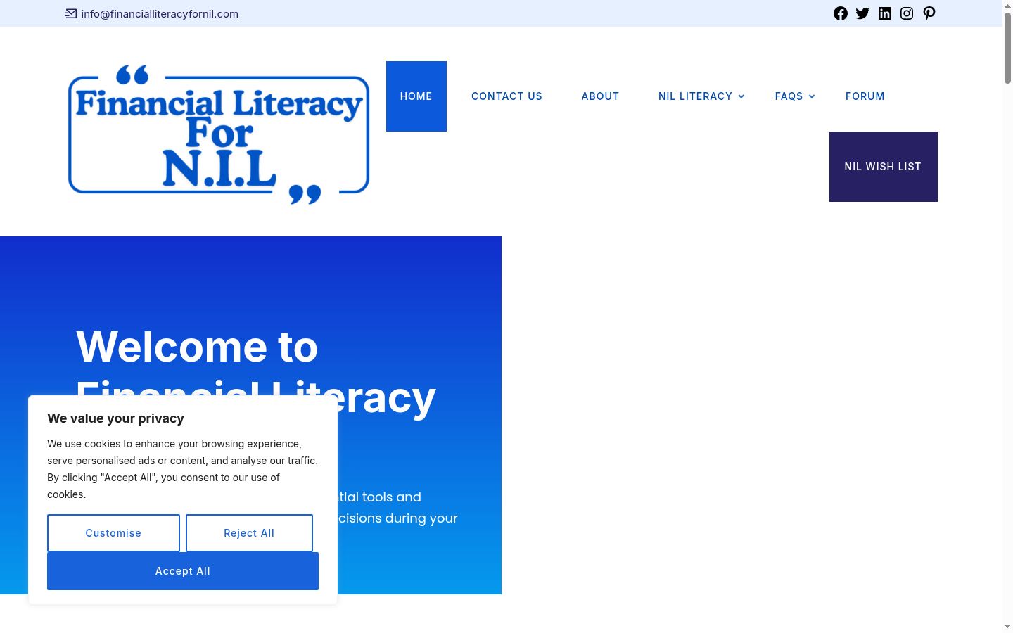 Screenshot of the consent banner shown before any interaction