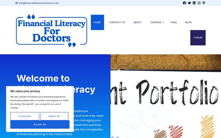 Screenshot of financialliteracyfordoctors.com