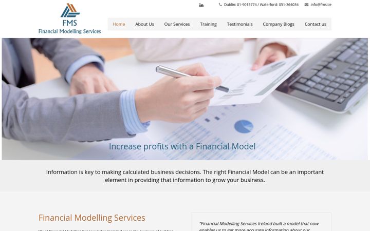 Screenshot of financialmodellingservices.ie