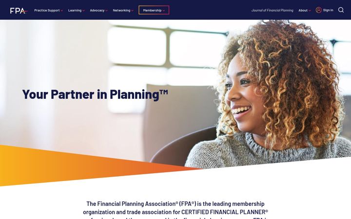 Screenshot of financialplanningassociation.org