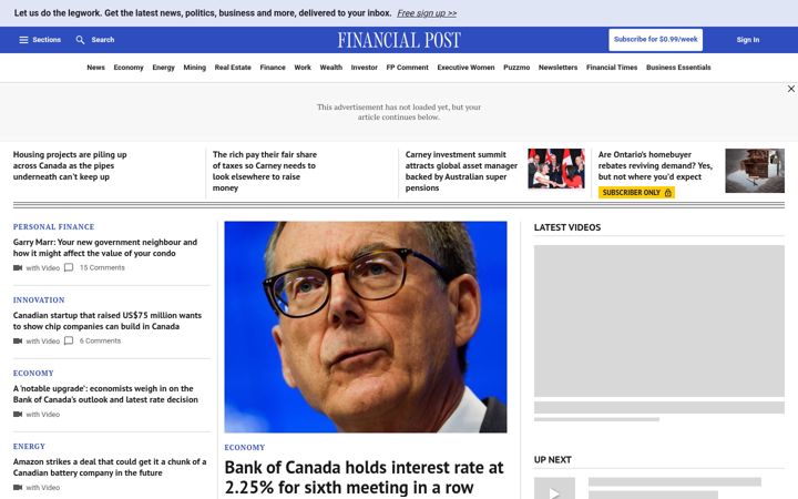 Skærmbillede af financialpost.com
