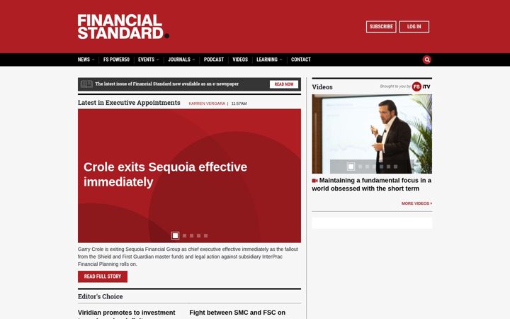 Skärmbild av financialstandard.com.au