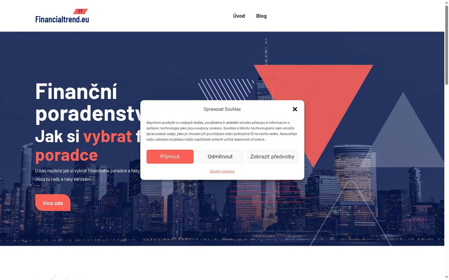 Screenshot del banner di consenso mostrato prima di qualsiasi interazione