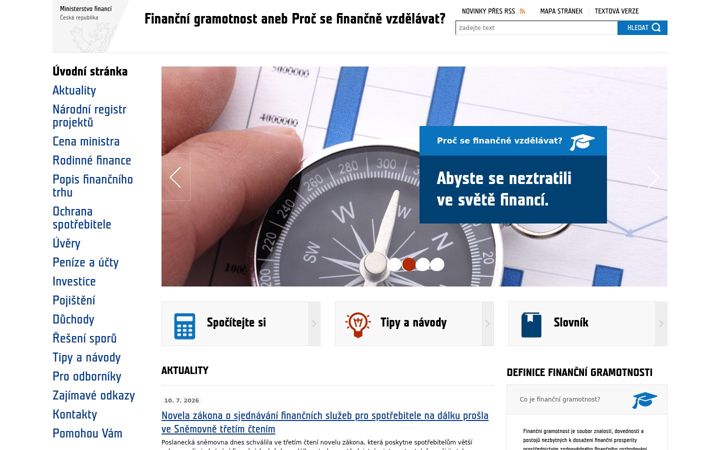 Screenshot of financnigramotnost.gov.cz