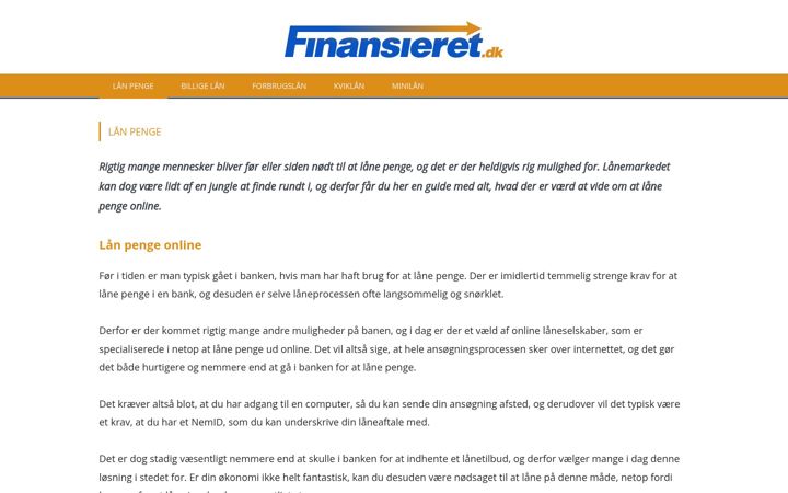 Screenshot of finansieret.dk