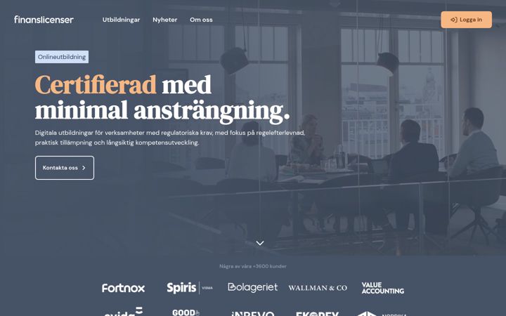 Screenshot of finanslicenser.se