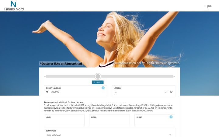 Screenshot of finansnord.no