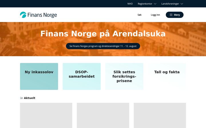 Screenshot of finansnorge.no
