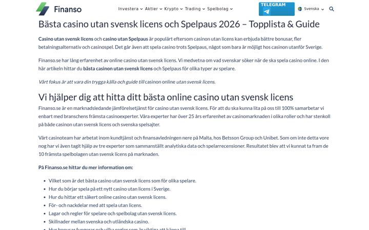 Screenshot of finanso.se