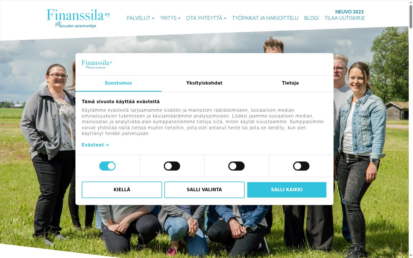 Ekrānuzņēmums ar piekrišanas baneri, kas tika rādīts pirms jebkādas mijiedarbības