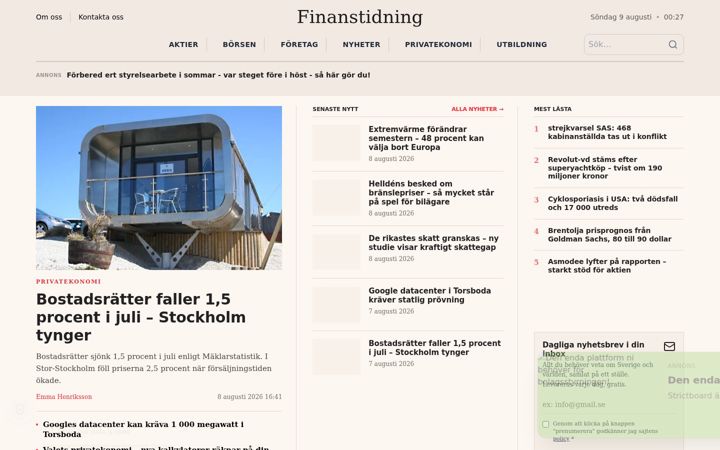 Screenshot of finanstidning.se