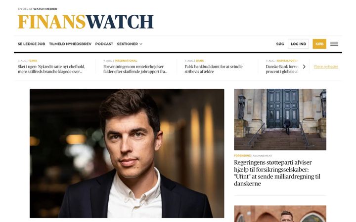 Screenshot of finanswatch.dk
