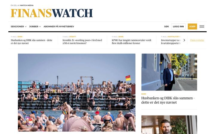 Screenshot of finanswatch.no