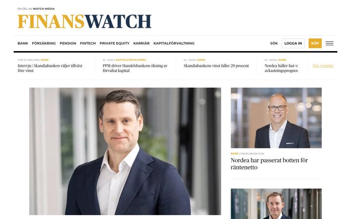 Zrzut ekranu finanswatch.se