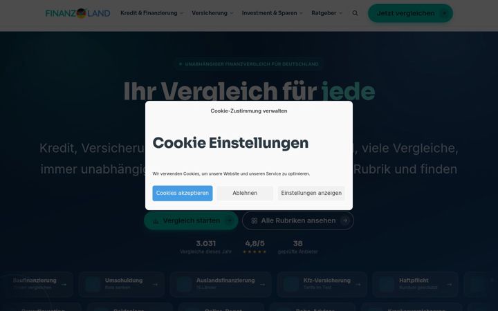 Екранна снимка на finanz-land.de