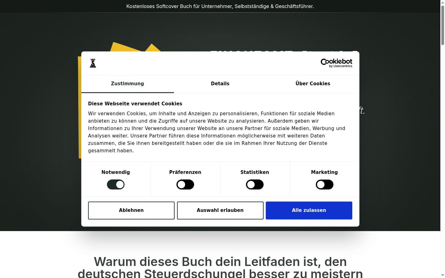 Screenshot van de toestemmingsbanner zoals getoond vóór enige interactie