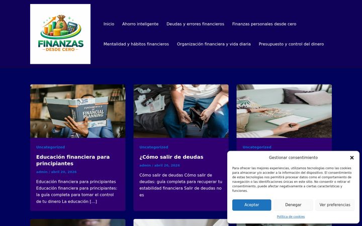 Screenshot of finanzasdesdecero.com