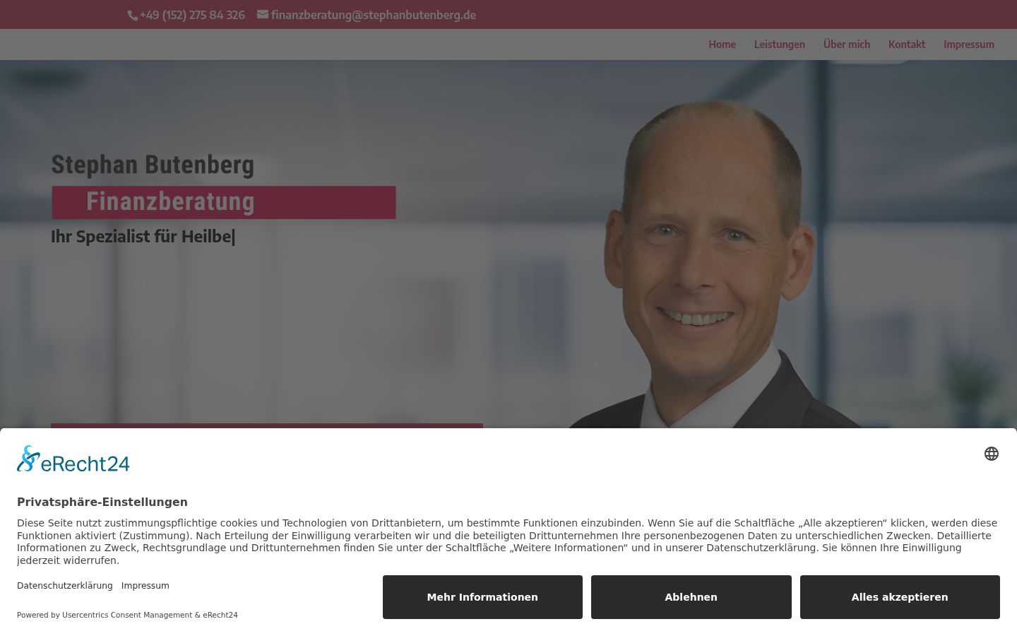 Screenshot des Einwilligungsbanners vor jeglicher Interaktion