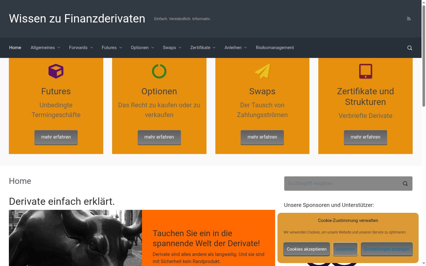 Screenshot des Einwilligungsbanners vor jeglicher Interaktion