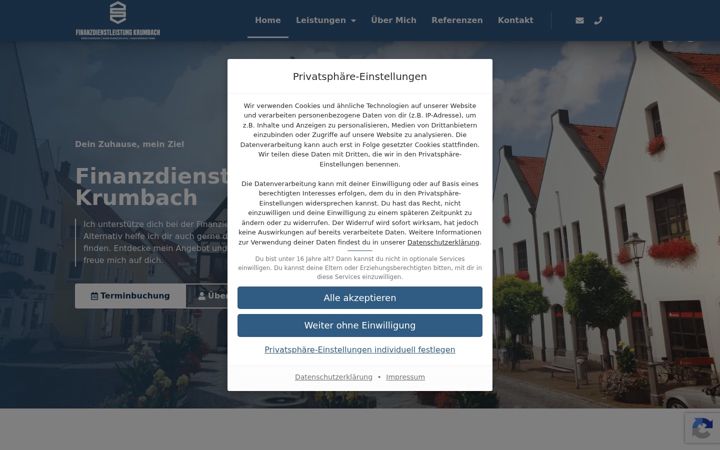 Kuvakaappaus sivustosta finanzdienstleistung-krumbach.de