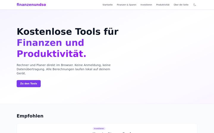 Screenshot of finanzenundso.de