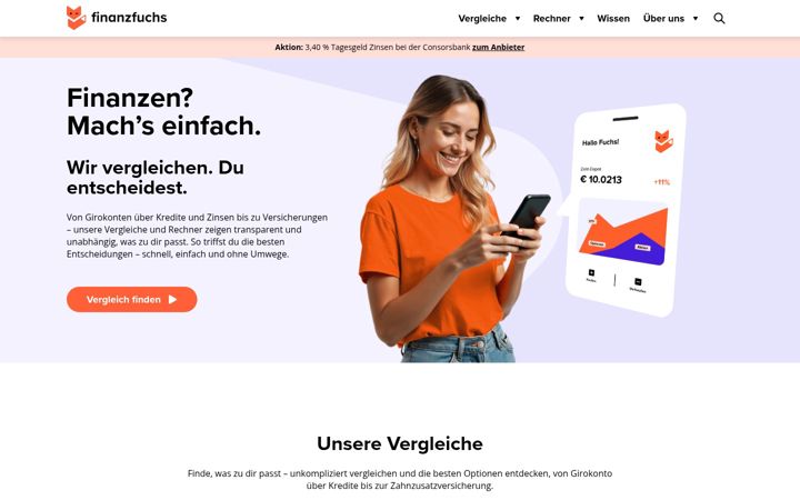 Screenshot of finanzfuchs.de