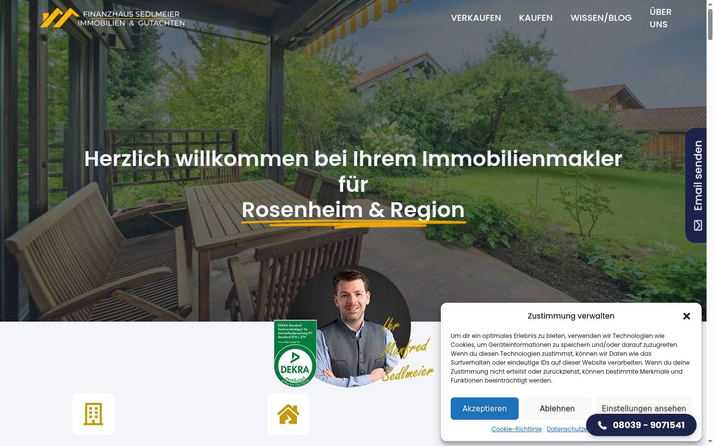 Screenshot des Einwilligungsbanners vor jeglicher Interaktion