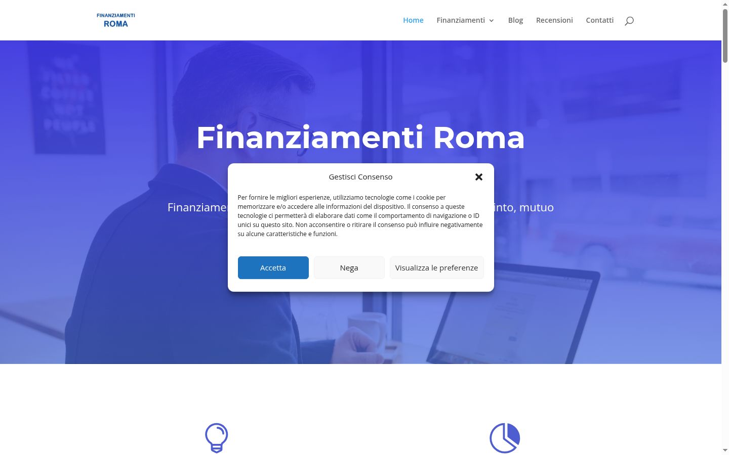 Screenshot del banner di consenso mostrato prima di qualsiasi interazione