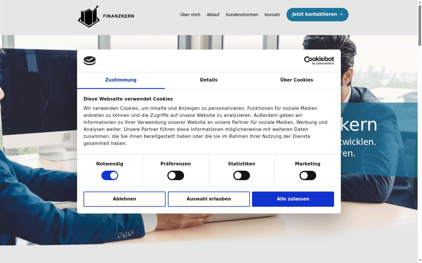 Screenshot of the consent banner shown before any interaction