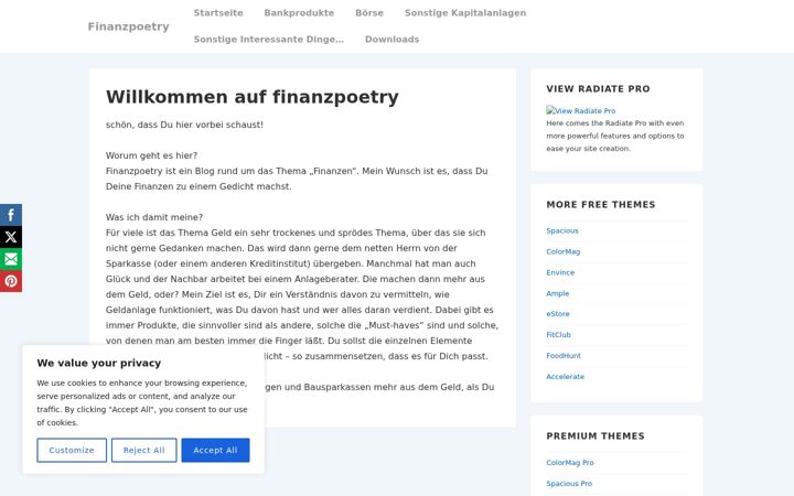 Zrzut ekranu finanzpoetry.de