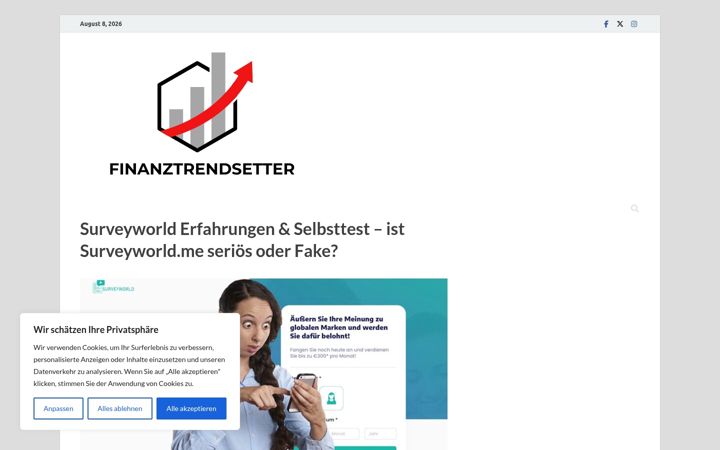 Zrzut ekranu finanztrendsetter.de