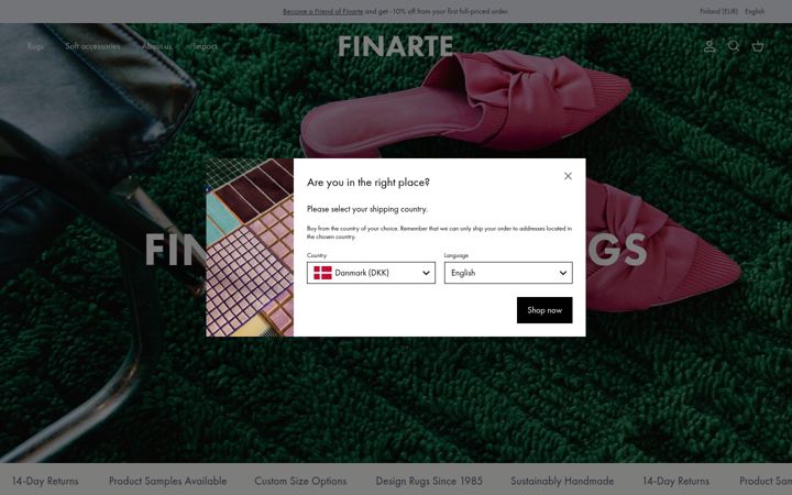 Screenshot of finarte.fi